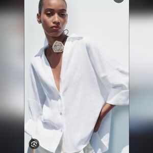 ZARA White Linen Blouse